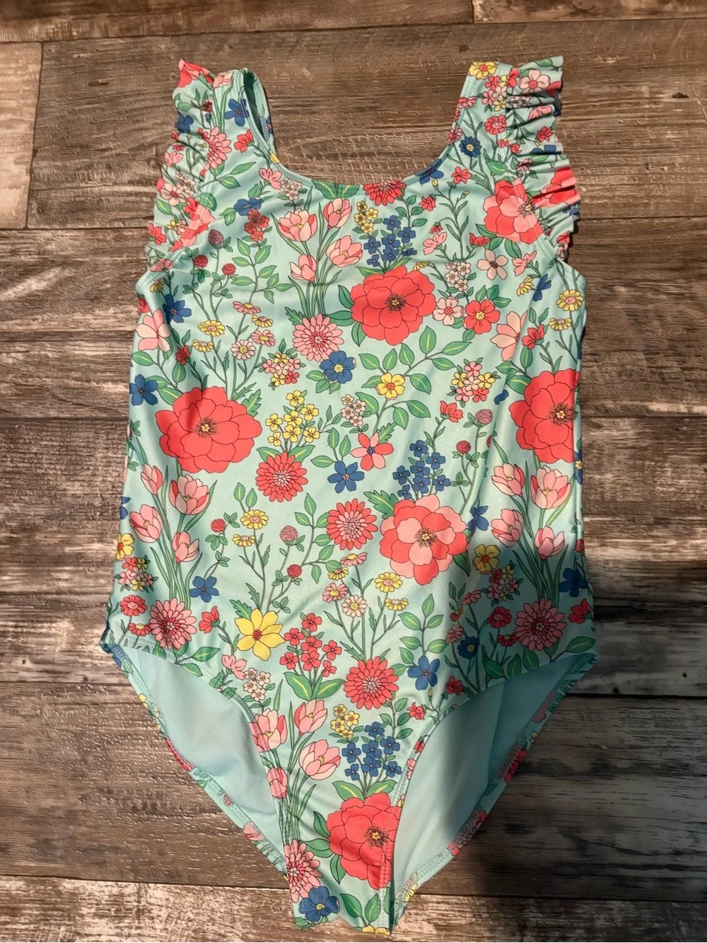 Wonder Nation Floral Ruffle One Piece Kids Size XL 14-16